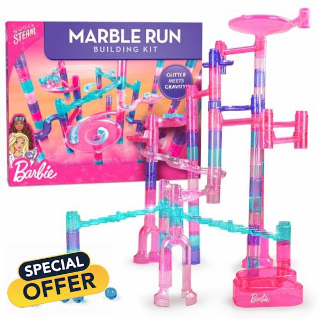 Barbie™ Sparkle Marble Run Toy for Kids Ages 6+ - Marble Race Track Set with 10 Marbles