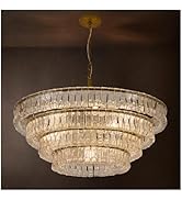 AEULYTIR 26 Inch Modern Round Amber Crystal Glass Chandelier, 3-Tier 7 Lights Gold Luxury Hanging...