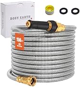 Rosy Earth Metal Garden Hose 125 FT - 304 Stainless Steel Water Hose 125 FT - Expandable Short Fl...