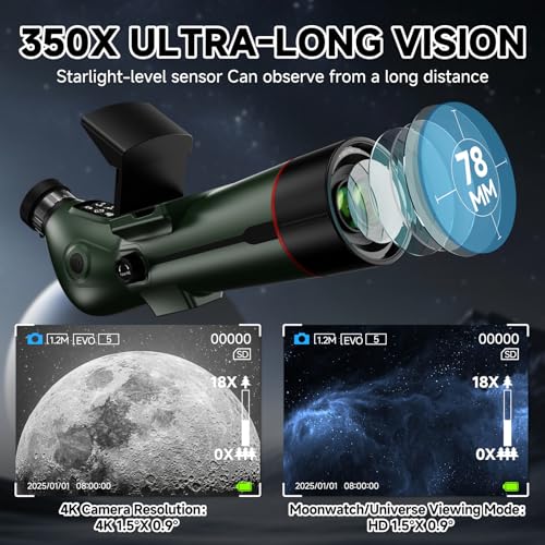 Professional Refractor Auto-focus Portable Digital Electronic Telescopes with 4K Astrophotography Camera