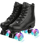 XUDREZ Roller Skates, Double Row Skates Adjustable Leather High-top Roller Skates Perfect Indoor ...