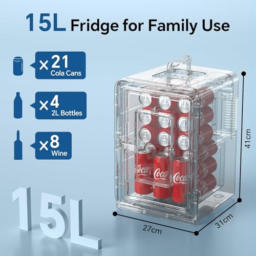 15 Litre/21 Cans Portable Mini Refrigerator with AC/DC Power for Office