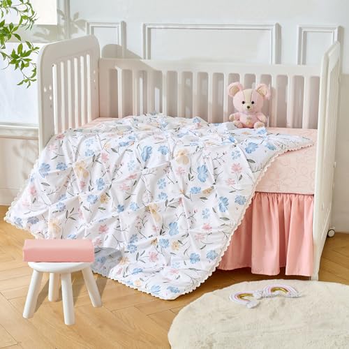 2 Snug Fit Elastic Crib Sheets & Tailored Dust Ruffle
