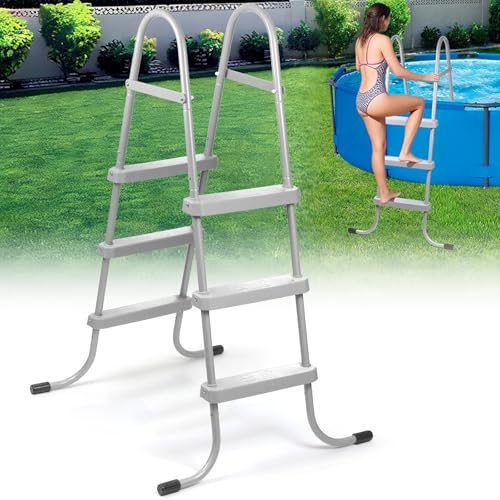 Heavy Duty Metal Frame Double-Side Pool Ladder with Non-Slip Plastic Steps for Easy Entry and Exit