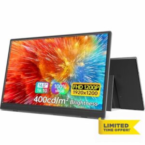 MNN Portable Monitor 14 inch FHD 1920 * 1200P USB C HDMI Ultra-Slim IPS Travel Display w/Speakers