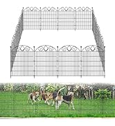 10 Panels No Dig Tall Garden Fence with Gate – 28" H X 19.6' L Rustproof Metal Dog Fence Outdoor ...