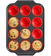 BRONYPRO Silicone Muffin Pan with Metal Frame, Egg Bite Molds for Baking, Cupcake Pans 12 Regular...