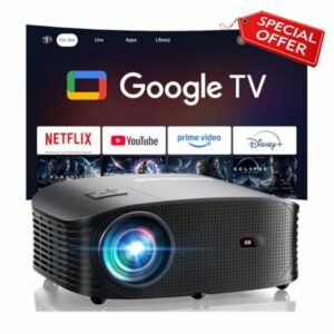 GOODEE Mini Projector [Official Licensed Google TV] Built-in Apps | 1080P Native Image Compatible with Netflix/YouTube/Prime Video/Disney+