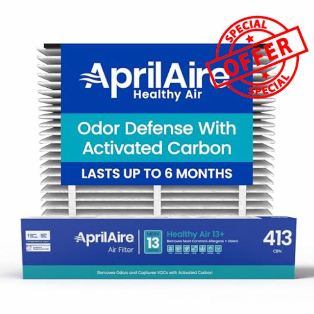 Genuine AprilAire 413CBN Replacement Filter for AprilAire Whole House Air Purifiers - MERV 13 with Carbon