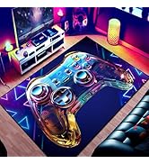 KALERA Gaming Area Rug, Transparent Gamepad and Colorful Lighting Background, Modern, Multicolor,...