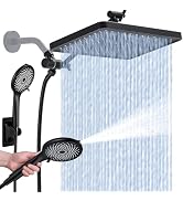 All Metal 10 Inch Rain Shower Head with Handheld Built-in Power Wash Mode, High Pressure Waterfal...