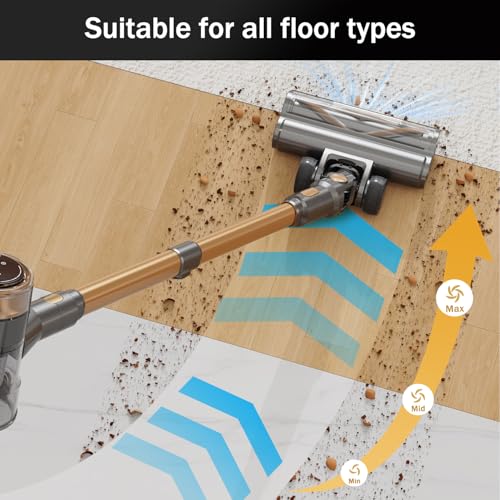 Rechargeable Vacuum Cleaners for Home Hardwood Floor Carpet Pet Hair (Gold)