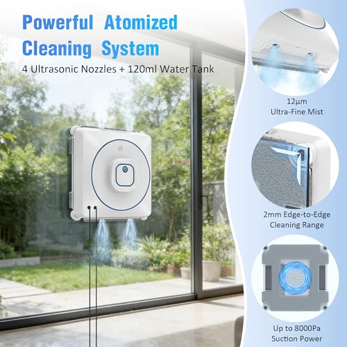 8000Pa Suction Dual Direction Auto-Spray Window Cleaner