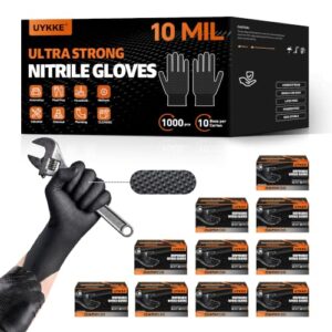 HEAVY DUTY 10 Mil Nitrile Gloves Disposable Rubber Cooking Gloves Industrial Raised Diamond Texture