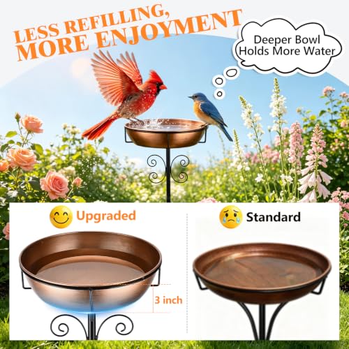 Standing Birdbaths with Stable Stake for Garden Yard Lawn Decor 1.4 Gallo