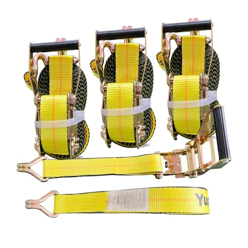 Ratchet Straps Heavy Duty (4PK) 2" x 30' x 10000 lbs J Hook Tie Down Strap Ratcheting for Truck