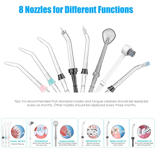 8 Home Nozzles Oral Irrigator for Teeth Clean(Black)