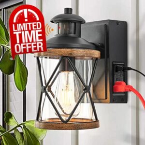 Dusk to Dawn Motion Sensor Outdoor Porch Light with GFCI Outlet
