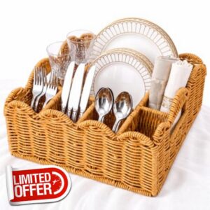Hushee Wicker Utensil Caddy for Party