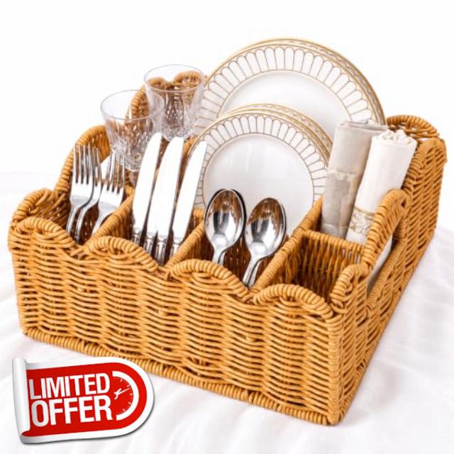 Hushee Wicker Utensil Caddy for Party