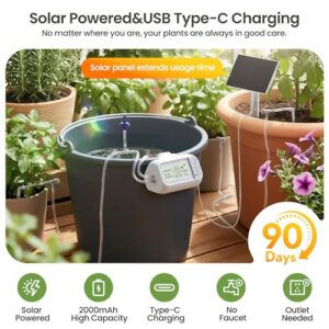 Solar & USB Rechargeable Auto Plant Watering System with Programmable Timer