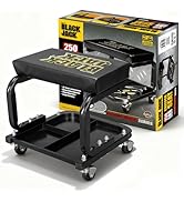Big RED 250lb Red Rolling Automotive Creeper Garage/Shop Seat: Padded Mechanic Stool with Tool La...