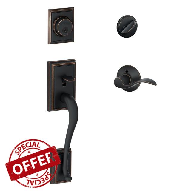 SCHLAGE Addison Single Cylinder Handleset and Left Hand Accent Lever