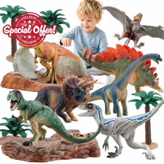 Dinosaur Toys for Kids Big Dinosaur Action Figures 17 PCS Large Dino Playset with Plants Fossils Scene Set for Boys Girls 3 4 5 6 7 Year Old Dinosaur Toys Play Figures