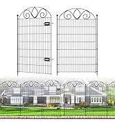 8 Panels No Dig Tall Garden Fence Panel – 48" H X 21' L Rustproof Metal Dog Fence Outdoor for Yar...