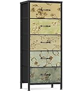 Furnulem 4 Drawer Dresser, Vertical Nightstand for Kids, Adult, Fabric Chest of Drawers for Bedro...