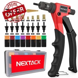 NEXTACK Rivet Nut Tool Kit with Step Drill Bit & 80 Nutserts for Tight Space