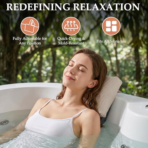 Inflatable Outdoor Spa Accessories Replacement Pool Headrest with Weighted Strap