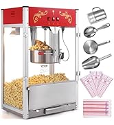 VEVOR Popcorn Maker, 850W Popcorn Popper Machine, 8 Oz Kettle Makes 48 Cups per Batch, Countertop...