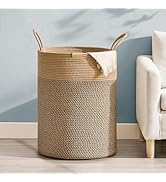 Nunsino 75L Laundry Basket, Cotton Rope Laundry Hamper with Leather Handles | Versatile Storage B...