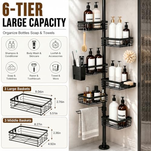 Height Adjustable 25-109.4 Inch for Bathtub to Floor-to-Ceiling Setups
