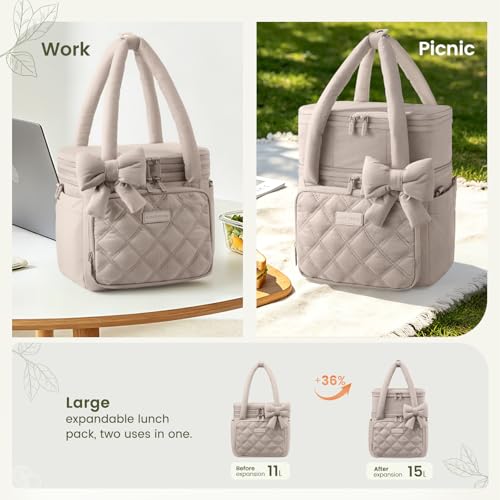 Bow Quilted Puffer Lunch Tote