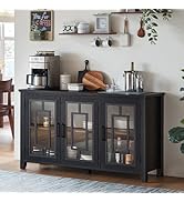 Joaxswe Large Sideboard Buffet Cabinet with Storage, 63" Black Farmhouse Kitchen Coffee Wine Bar ...