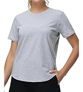 THE GYM PEOPLE Women's Workout Tops Short Sleeve Slim Fit Breathable Athletic Yoga Running Casual...