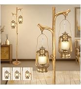 Scenekoy 68" High Farmhouse Rustic Country Cottage Floor Lamp Tree Trunk Faux Wood Column White W...