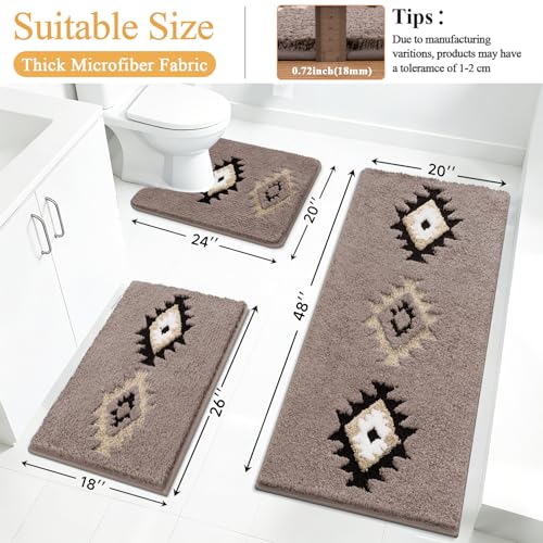 Ultra Absorbent Microfiber Bathroom Mats with U-Shaped Contour Toilet Rug