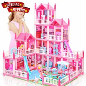 AmiDear Dollhouse with 4-Story 11 Rooms
