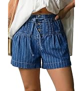 Astylish Womens Jean Shorts Casual Buttoned High Waisted Stretchy Patch Pocket Trendy Cuffed Deni...