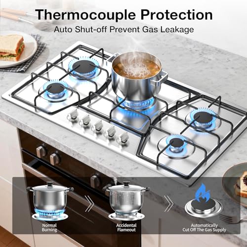 Built-in Stainless Steel Propane Cooktop with Thermocouple Protection