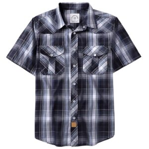 Dubinik® Western Shirts for Men Short Sleeve Plaid Pearl Snap Shirts for Men Button Up Shirt Cowboy Casual Work Shi