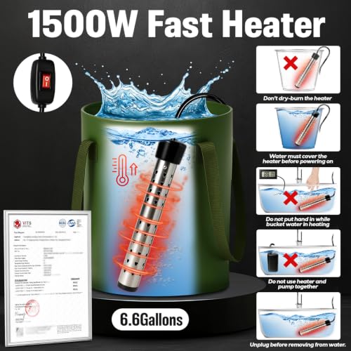 6000mAh Rechargeable Camp Shower Pump with Large Capacity Foldable Bucket