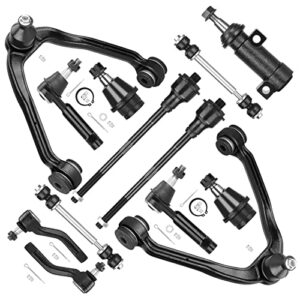4WD Front Upper Control Arms w/Ball Joints Tie Rods Suspension Kit for 1999-2006 Chevy Avalanche Suburban Silverado 1500 Tahoe