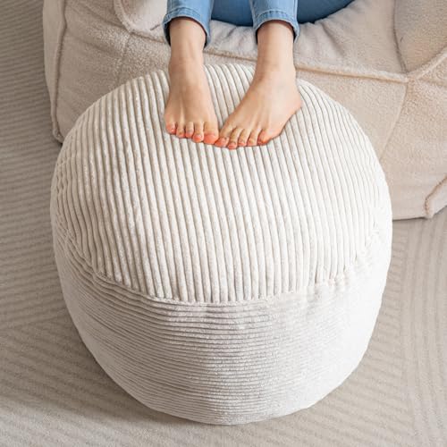Corduroy Poufs with Foam Chunk Filling