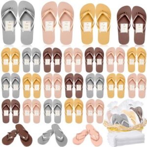 Unittype 24 Pairs Flip Flops Bulk for Wedding Guest Slippers Wedding Flip Flops with Cards Bags for Pool Beach Party