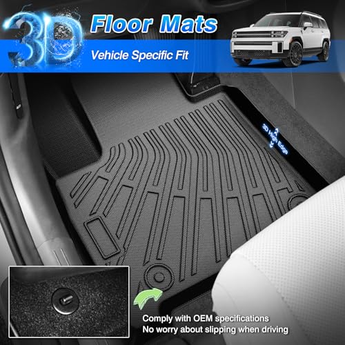 All Weather Full Set Cargo Liner with Backrest Mat for Santa Fe Accessories
