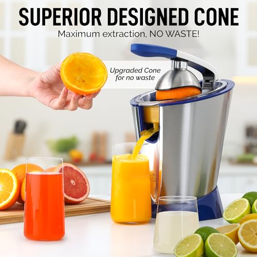 Interchangeable Cones -Filters Out Seeds & Pulp- Dishwasher Safe Parts - Blue